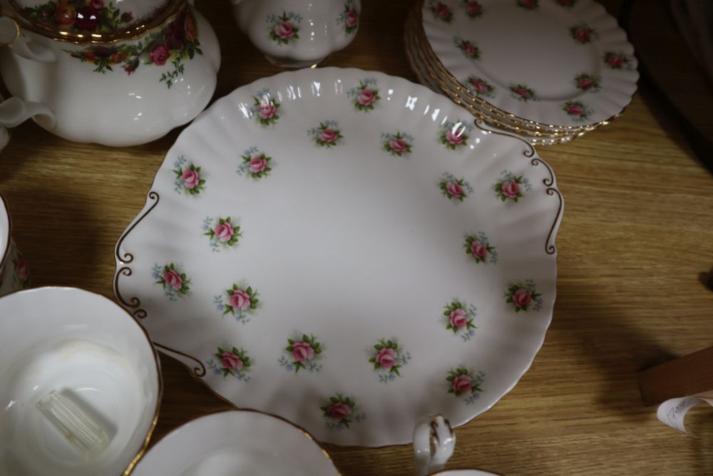 Assorted plated ware including two trays, tea set etc.